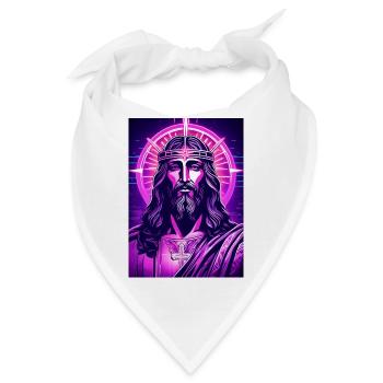Neon Jesus mit Heiligenschein - Bandana - Weiß - Vorne