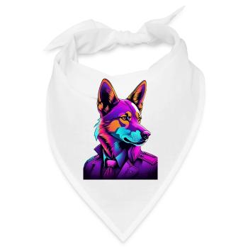 Neon-Wolf im Cyberpunk-Stil - Bandana - Weiß - Vorne