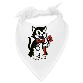 Dracula Kater mit Blumenstrauss - Bandana - Weiß - Vorne