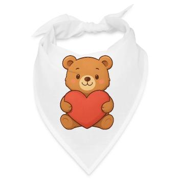 Kuschelbär mit Herz – Liebe zum Verschenken - Bandana - Weiß - Vorne