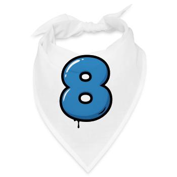 Blauer Zahl 8 Ballon Illustration - Bandana - Weiß - Vorne