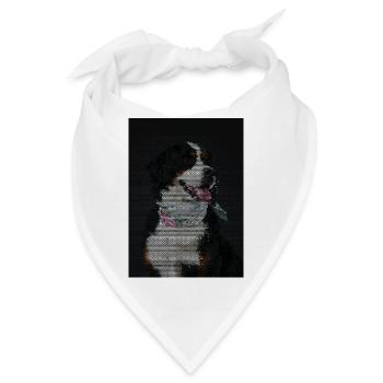 Mosaik Hund mit bunter Halskette - Bandana - Weiß - Vorne