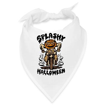 Halloween-Kürbis-Biker, der durch Schlamm spritzt - Bandana - Weiß - Vorne