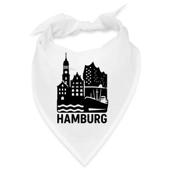 Hamburg Silhouette Wahrzeichen - Bandana - Weiß - Vorne