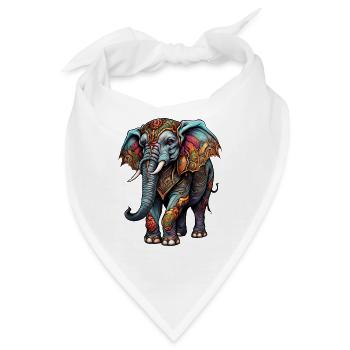 Ornament Elefant Kunst - Bandana - Weiß - Vorne