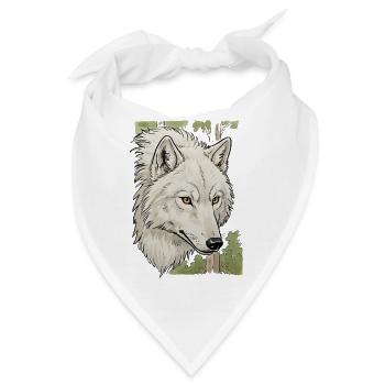 Weißer Wolfkopf im Wald - Bandana - Weiß - Vorne
