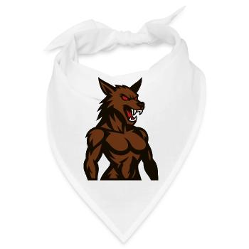 Wütender Braunwolf Maskottchen - Bandana - Weiß - Vorne