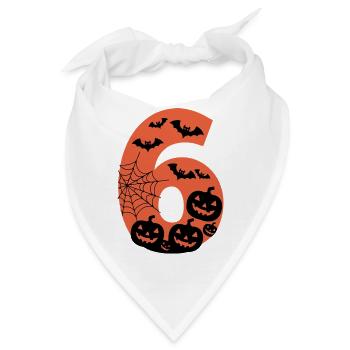 Gruseliges Halloween Nummer 6 mit Kürbissen und Fledermäusen - Bandana - Weiß - Vorne