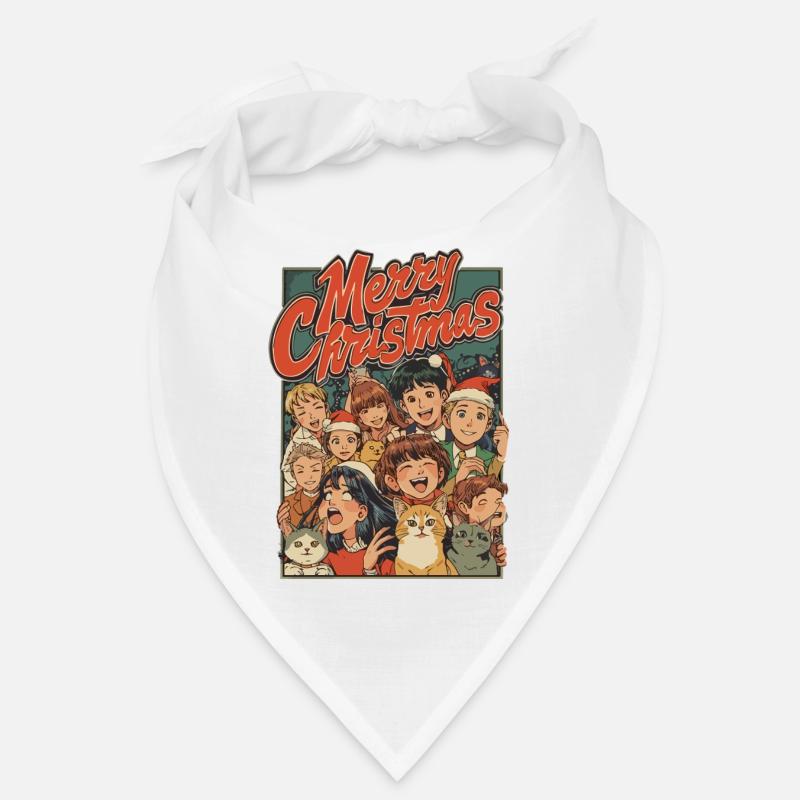 Retro Weihnachtskinder Katzen Cartoon Bandana