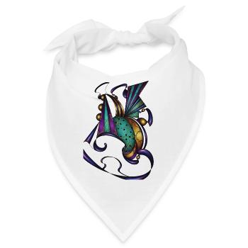 Türkis Purpur Ornamentik - Bandana - Weiß - Vorne