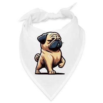 Mops Möpse Mopsbesitzer Mopsliebhaber Mopshalter - Bandana - Weiß - Vorne