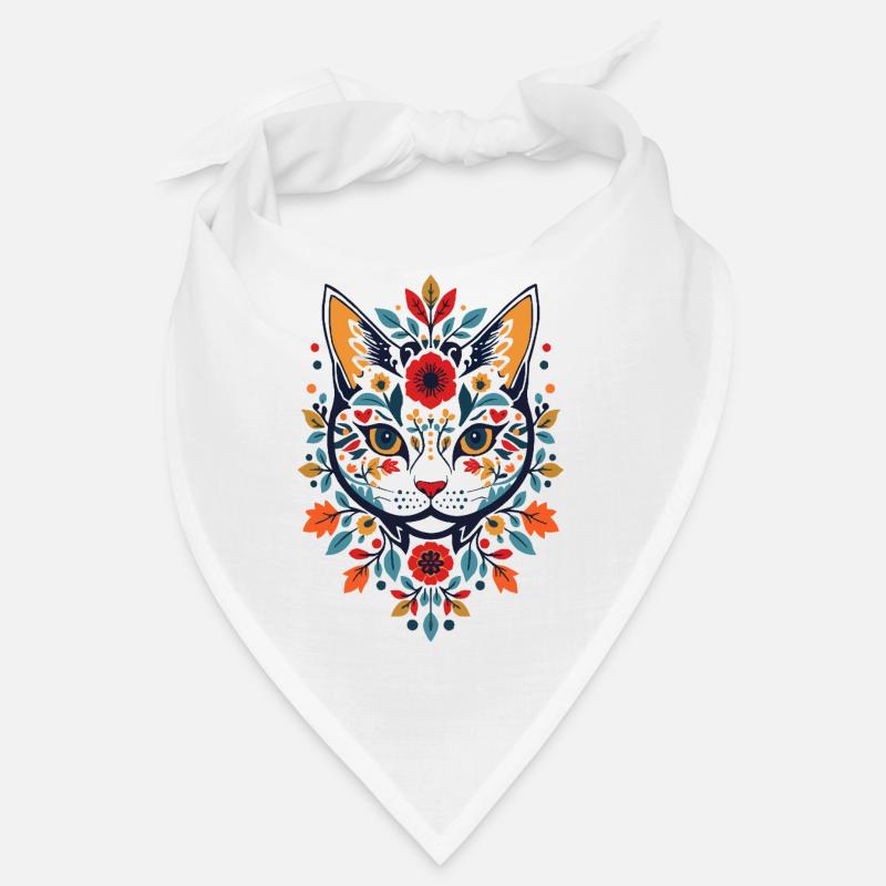 Chat fleur dans le style folklorice Bandana