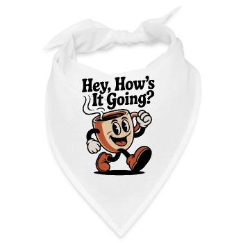 Laufender Kaffeebecher Mascot - Bandana - Weiß - Vorne