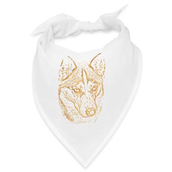 Goldener Wolfkopf Husky Silhouette - Bandana - Weiß - Vorne