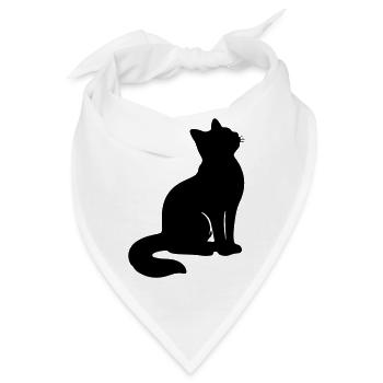 Sitzende Katze Silhouette Schwarz - Bandana - Weiß - Vorne