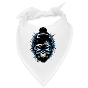 Skull Snowboarder mit Beanie und Brille - Bandana - Weiß - Vorne
