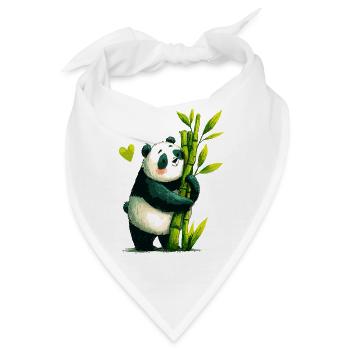 Panda Kuschel mit Bambus - Bandana - Weiß - Vorne