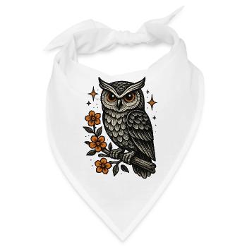 Eulenstern mit Feuerblüten - Bandana - Weiß - Vorne