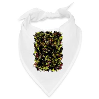 Neon Gelb Schwarz Blattmuster - Bandana - Weiß - Vorne