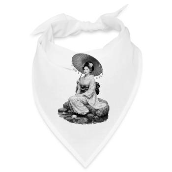 Geisha im Kimono mit Schirm - Bandana - Weiß - Vorne
