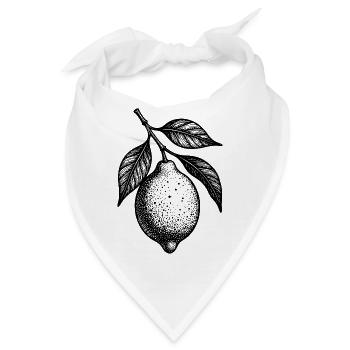 Illustration: Zitronenhängende gepunktete Textur - Bandana - Weiß - Vorne
