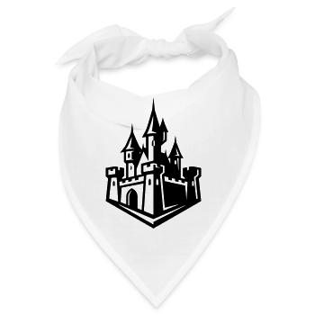 Burg mit Türmen Silhouette Schwarz - Bandana - Weiß - Vorne