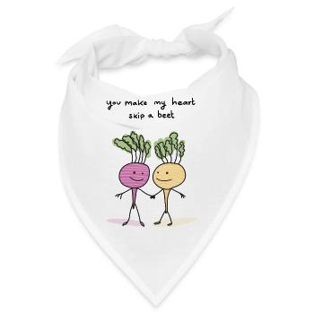 Rote Bete Herzschlag-Duo - Bandana - Weiß - Vorne