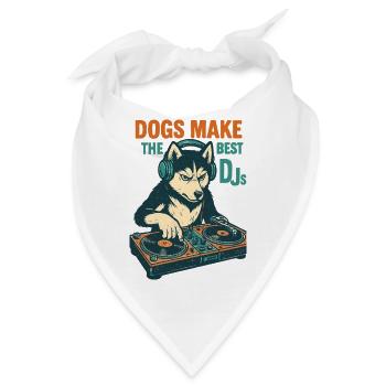 Husky DJ Retro Design: Dogs Make the Best DJs - Bandana - Weiß - Vorne