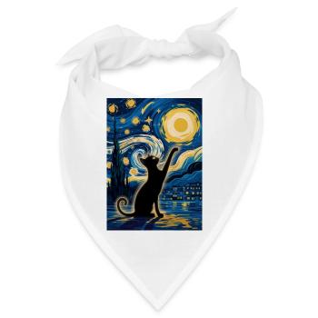 Schwarze Katze im wirbelnden Himmel Vincent Van Gogh - Bandana - Weiß - Vorne