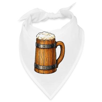 Bierfass Krug Holzdesign - Bandana - Weiß - Vorne