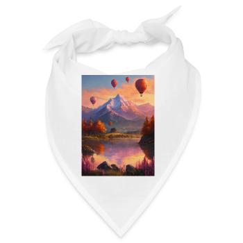 Ballonfahrt  am Bergsee bei Abendrot - Bandana - Weiß - Vorne
