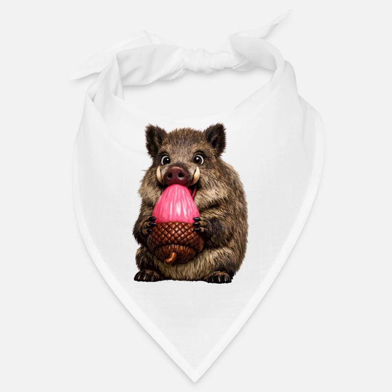 Wildschwein mit rosa Eichel Bandana