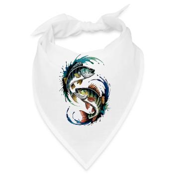 Barsch Angeln - Bandana - Weiß - Vorne