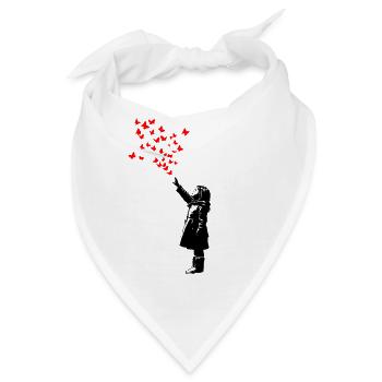 Schmetterlinge im Banksy-Stil - Bandana - Weiß - Vorne