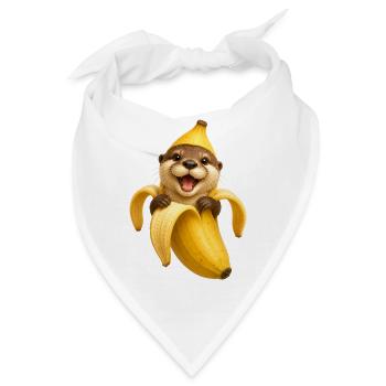 Otter in Banane Lustiges Tiermotiv mit Fruchtmotiv - Bandana - Weiß - Vorne