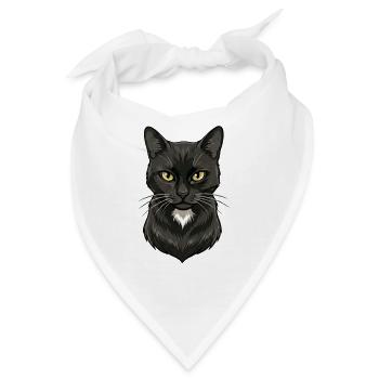 Schwarzer Katzenkopf Illustration - Bandana - Weiß - Vorne