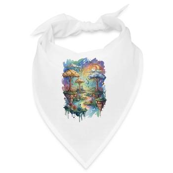 Vibrant Watercolor Floating Islands Art - Bandana - Weiß - Vorne