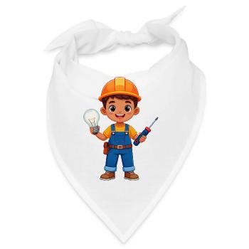 Kleiner Elektriker mit Schraubenzieher & Lampe - Bandana - Weiß - Vorne
