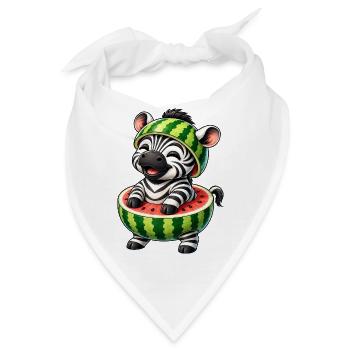Zebra Wassermelone Lustiger Cartoon - Bandana - Weiß - Vorne