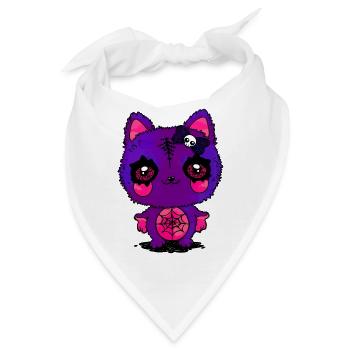 Lila Kätzchen mit Spinnennetz - Bandana - Weiß - Vorne