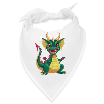 Grimmiger kleiner Drache Feuer Vektor Design - Bandana - Weiß - Vorne