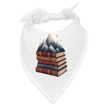  Bücherstapel Mit Bergen Fantasie Lesen Abenteuer - Bandana - Weiß - Vorne
