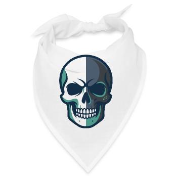 Stilisierte Totenkopfgrafik mit geteiltem Farbdesign - Bandana - Weiß - Vorne