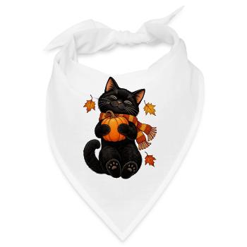 Black Cat Crescent Moon - Bandana - Weiß - Vorne
