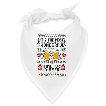 Ugly Christmas Sweater Bier Weihnachten Lustig - Bandana - Weiß - Vorne