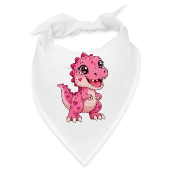 Kawaii Pink T-Rex mit Herzen - Bandana - Weiß - Vorne