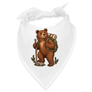 Wanderbär mit Rucksack - Bandana - Weiß - Vorne
