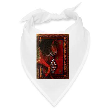 Rotes Pferd auf geometrischem Teppich - Bandana - Weiß - Vorne