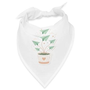 Papierflieger Pflanze mit Herztopf - Bandana - Weiß - Vorne