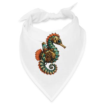 Steampunk Seepferdchen Motiv - Bandana - Weiß - Vorne
